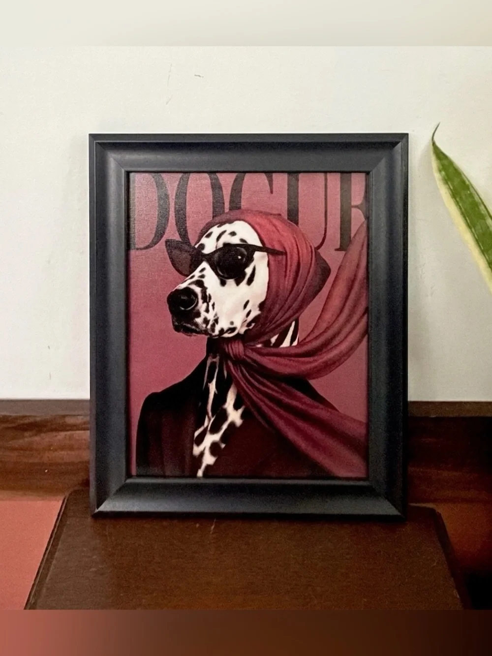 Dog Vogue Dalmation Dogue Fancy Canvas Art Print Black Framed Quirky Wall Art
